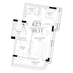 Планировка 2-комнатной квартиры, 99,11 м2