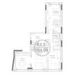 Планировка 1-комнатной квартиры, 107 м2