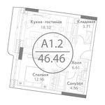 Планировка 1-комнатной квартиры, 46,46 м2