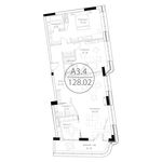 Планировка 3-комнатной квартиры, 128,02 м2
