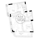 Планировка 2-комнатной квартиры, 101,45 м2