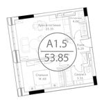 Планировка 1-комнатной квартиры, 53,85 м2