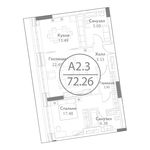 Планировка 2-комнатной квартиры, 72,26 м2