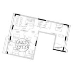 Планировка 3-комнатной квартиры, 121,43 м2
