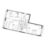 Планировка 2-комнатной квартиры, 98,55 м2