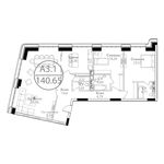 Планировка 3-комнатной квартиры, 140,65 м2