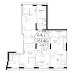 Планировка 3-комнатной квартиры, 161,46 м2