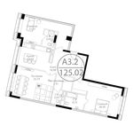 Планировка 3-комнатной квартиры, 125,02 м2