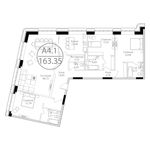 Планировка 4-комнатной квартиры, 163,35 м2