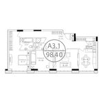 Планировка 3-комнатной квартиры, 98,4 м2