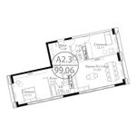Планировка 2-комнатной квартиры, 99,06 м2