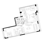 Планировка 3-комнатной квартиры, 121,64 м2
