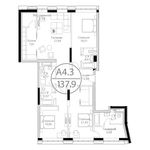 Планировка 4-комнатной квартиры, 137,9 м2