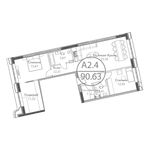 Планировка 1-комнатной квартиры, 91,8 м2