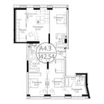 Планировка 4-комнатной квартиры, 142,54 м2