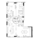 Планировка 3-комнатной квартиры, 134,7 м2