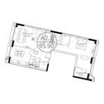 Планировка 1-комнатной квартиры, 95,3 м2