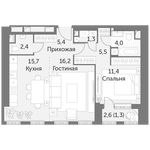 Планировка 2-комнатной квартиры, 63,2 м2