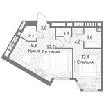 Планировка 2-комнатной квартиры, 48,8 м2