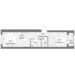 Планировка 1-комнатной квартиры, 51 м2