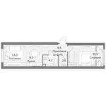 Планировка 1-комнатной квартиры, 55 м2