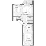 Планировка 2-комнатной квартиры, 71,8 м2