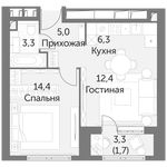Планировка 1-комнатной квартиры, 43,1 м2