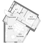Планировка 2-комнатной квартиры, 60,3 м2