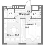 Планировка 1-комнатной квартиры, 46 м2