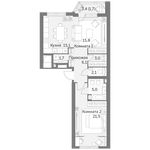 Планировка 2-комнатной квартиры, 72 м2
