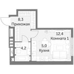 Планировка 1-комнатной квартиры, 29,9 м2