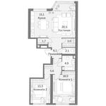 Планировка 3-комнатной квартиры, 90,3 м2