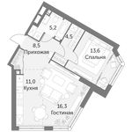 Планировка 2-комнатной квартиры, 59,1 м2