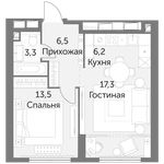 Планировка 2-комнатной квартиры, 46,8 м2