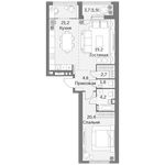 Планировка 2-комнатной квартиры, 76,2 м2