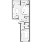 Планировка 2-комнатной квартиры, 76,2 м2