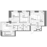 Планировка 4-комнатной квартиры, 98,6 м2