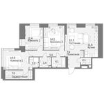 Планировка 4-комнатной квартиры, 98,9 м2
