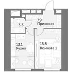 Планировка 1-комнатной квартиры, 40,1 м2