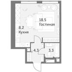 Планировка 1-комнатной квартиры, 34,3 м2