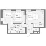 Планировка 3-комнатной квартиры, 78,7 м2