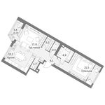 Планировка 2-комнатной квартиры, 71,8 м2
