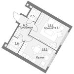 Планировка 1-комнатной квартиры, 46 м2