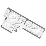 Планировка 2-комнатной квартиры, 72 м2