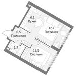 Планировка 2-комнатной квартиры, 46,8 м2