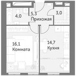 Планировка 1-комнатной квартиры, 43,1 м2