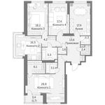Планировка 4-комнатной квартиры, 139,1 м2
