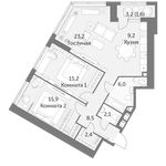 Планировка 3-комнатной квартиры, 84,1 м2