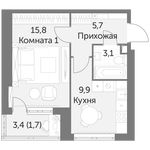 Планировка 1-комнатной квартиры, 36,2 м2