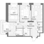 Планировка 3-комнатной квартиры, 99,4 м2